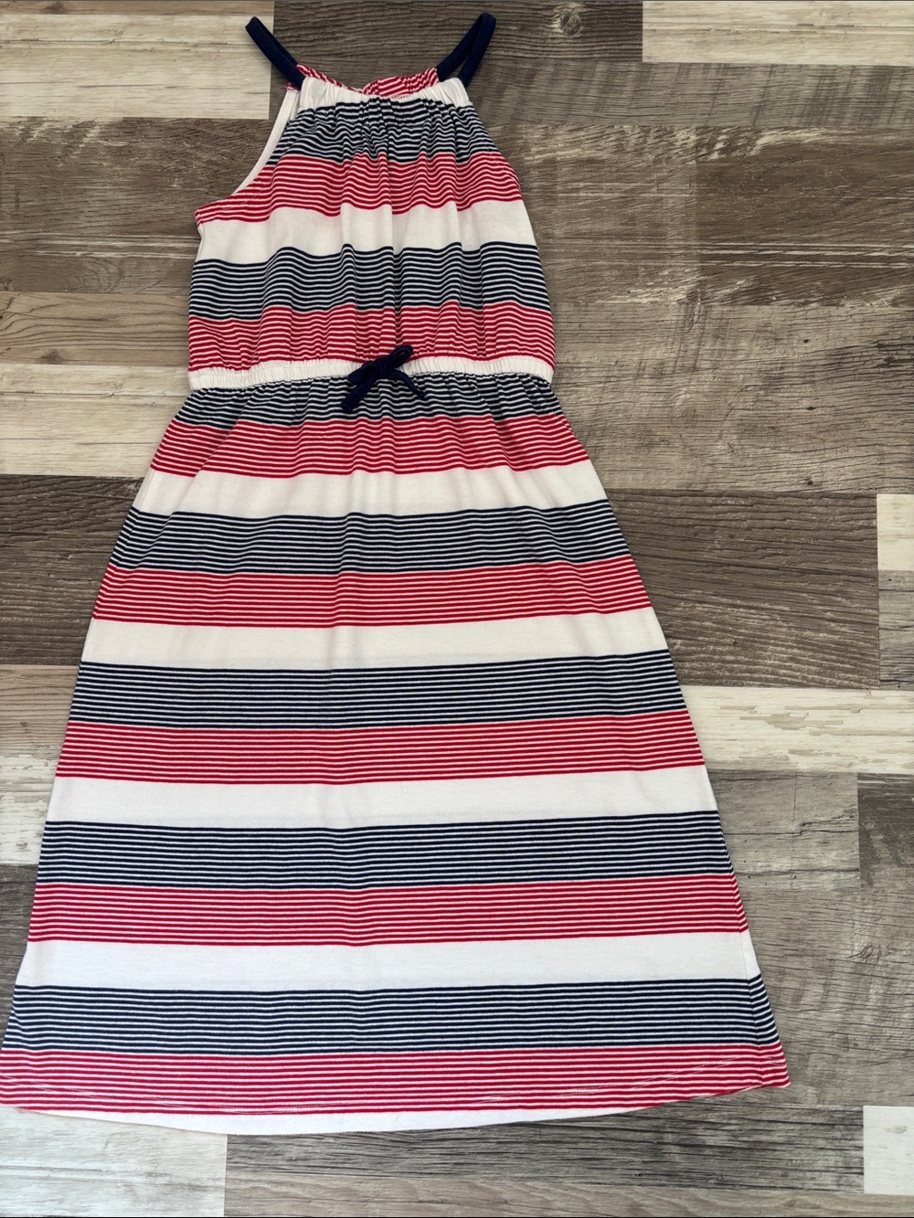 Gymboree Red, Navy & White Striped Halter Dress